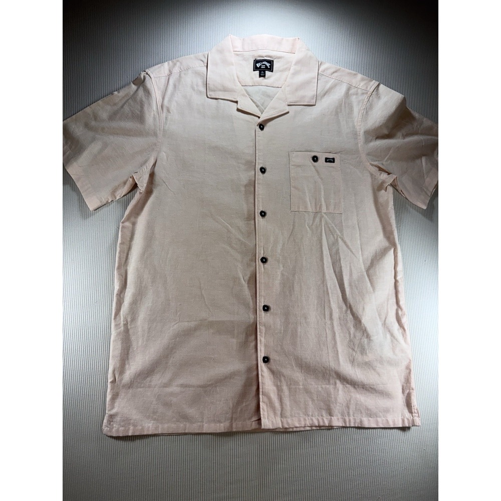 Billabong Button Down On Vacay All Day Linen Cotton Shirt‎ Lg Peach New  Resort